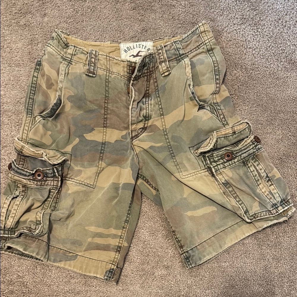 Hollister Green and Brown Cargo Shorts Outdoor Style